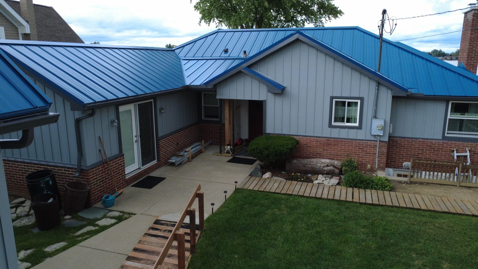 Burgundy standing seam metal roof