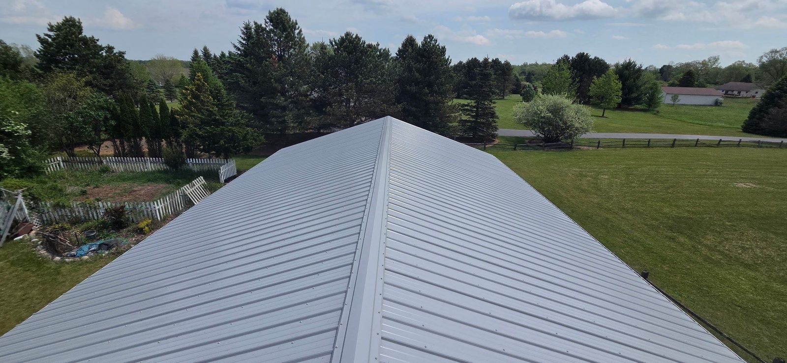 Metal roof on a horse barn and stable